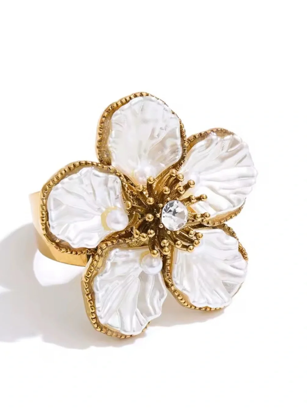 Pearl Petal Blossom Gold Ring